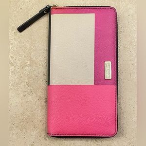 Kate Spade Brightwater Drive Neda Zip Around Wallet Colorblock Party Pink
